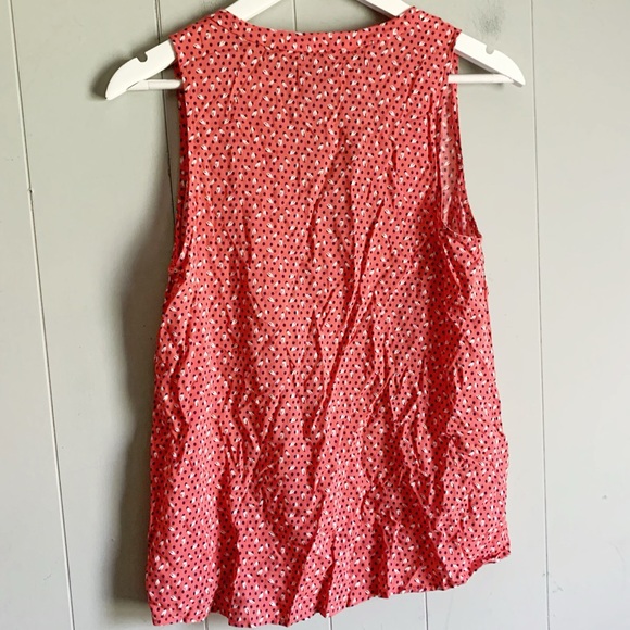 GAP Semi Sheer Red Floral Sleeveless Vneck Tunic Top XS - Picture 2 of 3